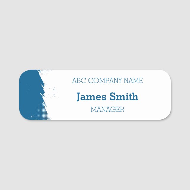 Modern Blue Employee Name Tag (Front)
