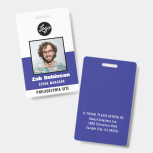 Modern Blue Employee Photo ID Company Security Badge