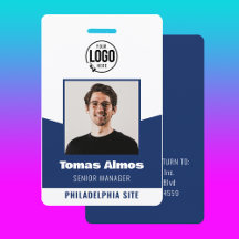 Modern Blue Employee Photo ID Company Security