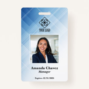 Modern Blue Employee Photo ID ID Badge