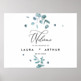 Modern Blue Eucalyptus Wedding Poster/Signage Poster