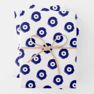 Modern Blue Evil Eye Good luck & Protection Symbol Wrapping Paper Sheet