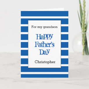 Modern Blue Father's Day Grandson Card