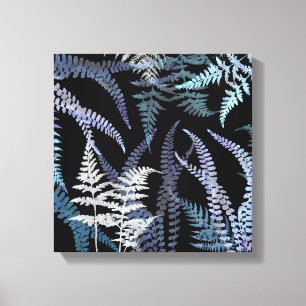 Modern Blue Fern Elegant Botanical Abstract Canvas Print