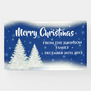 Modern Blue Fir Tree Christmas  Banner