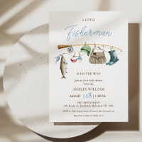 Modern Blue Fishing Rod Boys Fishing Baby Shower