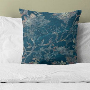 Modern Blue Floral Abstract Cushion