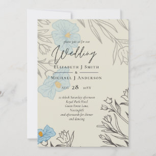 Modern Blue Floral Abstract Wedding