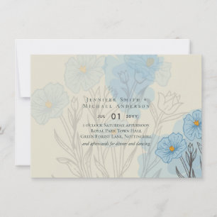Modern Blue Floral Abstract Wedding