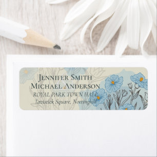 Modern Blue Floral Abstract Wedding