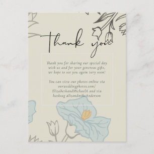 Modern Blue Floral Abstract Wedding Postcard