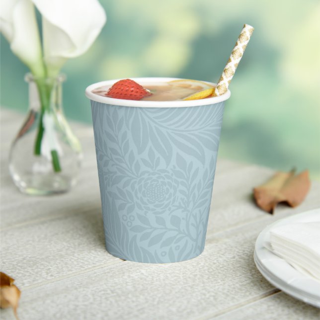 Modern Blue Floral Botanical Paper Cups (Insitu)