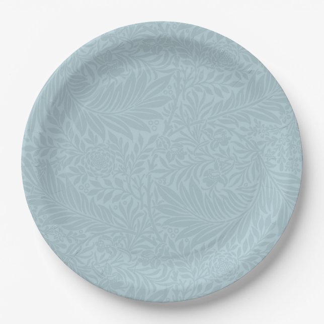 Modern Blue Floral Botanical Paper Plate (Front)
