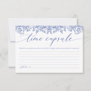 Modern Blue Floral Bridal Shower Time Capsule Card