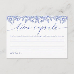 Modern Blue Floral Bridal Shower Time Capsule Card