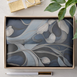 Modern Blue Floral Decoupage Tissue Paper