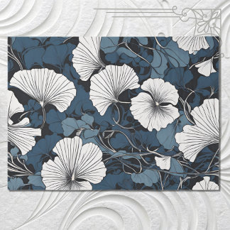 Modern Blue Floral Decoupage Tissue Paper