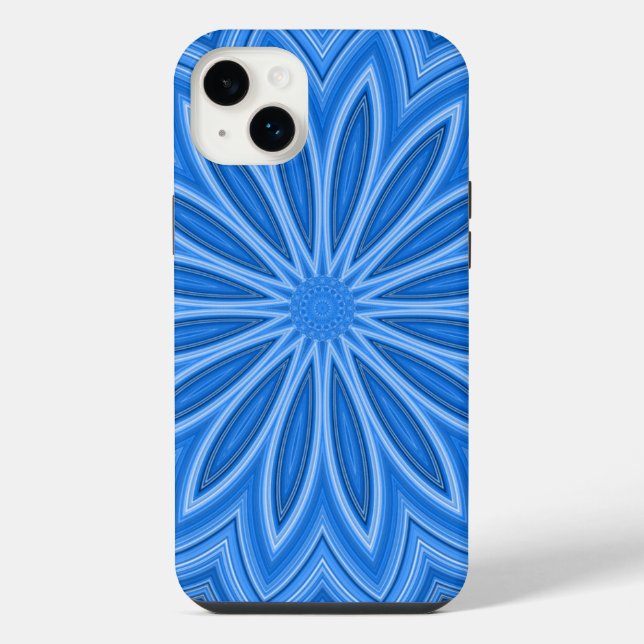 Modern Blue Floral Design Artisan Pattern iPhone Case (Back)