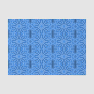 Modern Blue Floral Flowers Decoupage Design Tissue Paper
