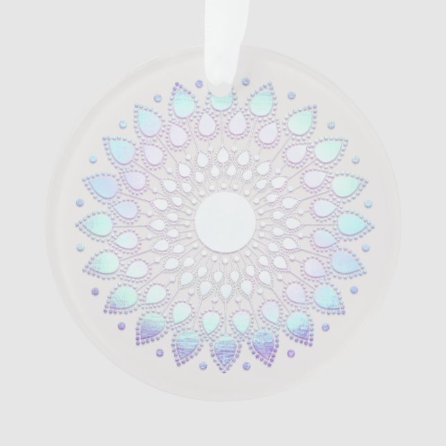 Modern Blue Floral  Lotus Mandala Ornament (Front)