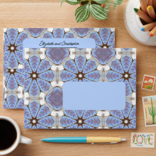 Modern Blue Floral Pattern Custom Return Address Envelope