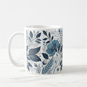 Modern Blue Floral Pattern Mug