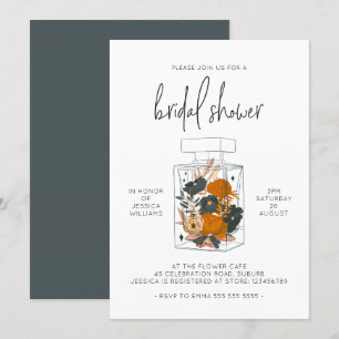 Modern Blue Floral Perfume Brunch Bridal Shower  Invitation