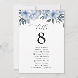 Modern blue floral Table Number Seating Chart
