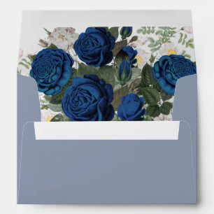 Modern Blue Floral Watercolor Wedding Invite 5x7 Envelope