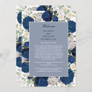 Modern Blue Floral Watercolor Wedding Itinerary