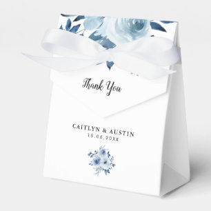 modern blue floral wedding favour box