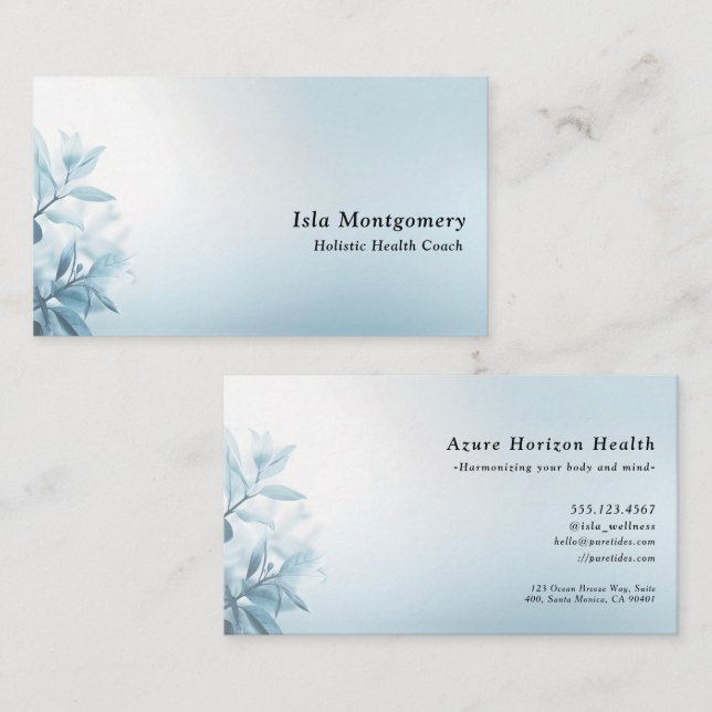 Modern Blue Flower Business Card (Front/Back)