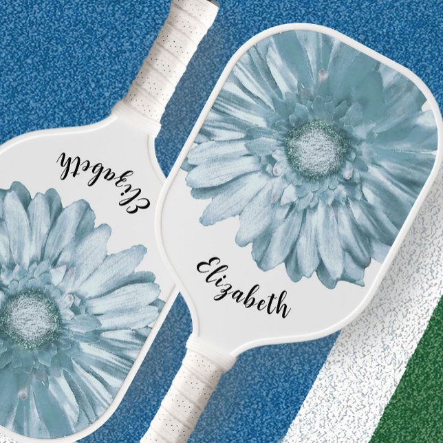 Modern blue flower custom name pickleball paddle (Creator Uploaded)