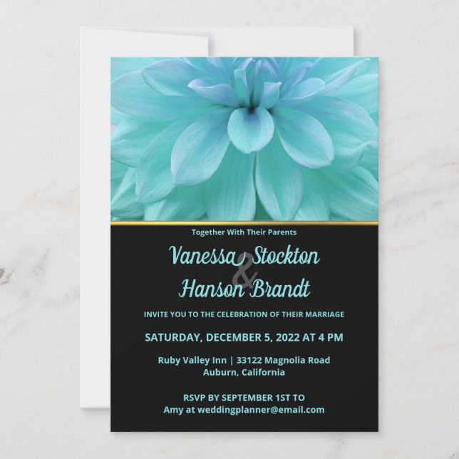 Modern Blue Flower Invitation (Front)
