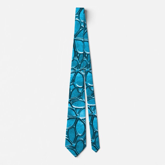 Modern Blue Flower Petal Floral Cluster Pattern Tie (Front)