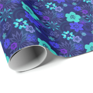 Modern Blue Flower Wrapping Paper