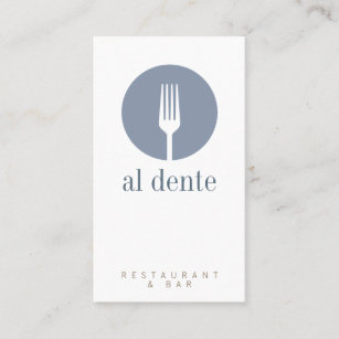Modern blue fork logo restaurant minimalist map business card