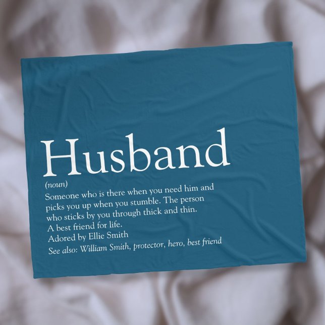 Modern Blue Fun Husband Definition Fleece Blanket (Modern Blue Fun Husband Definition Fleece Blanket)