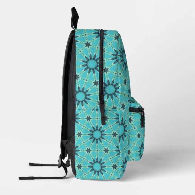 Modern Blue Geometric Burst Backpack (Left)