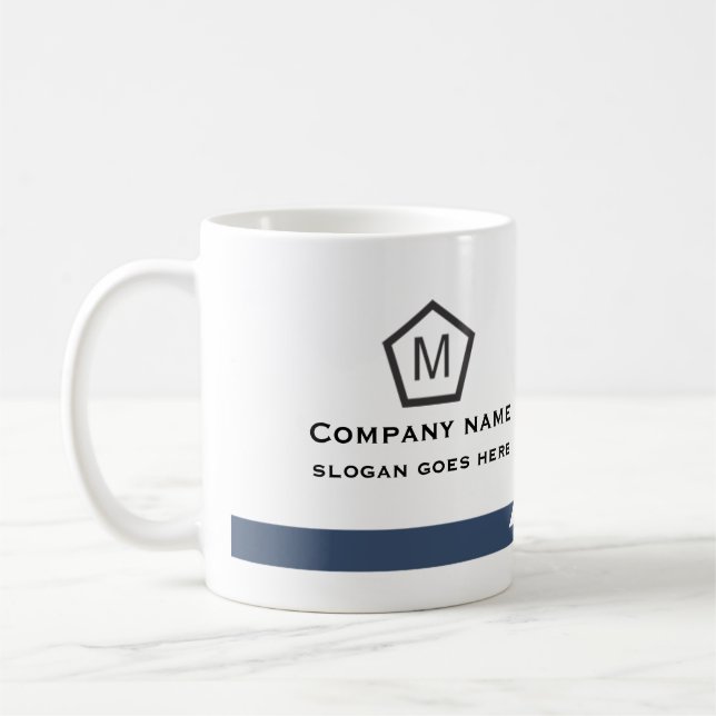 Modern Blue Geometric Business Mug (Left)