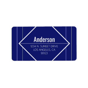 Modern Blue Geometric Return Address  Label