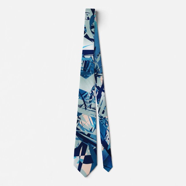 Modern Blue Geometric Shapes Tie (Front)