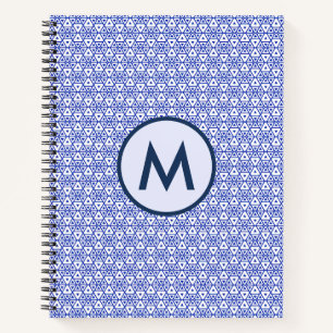 Modern Blue Geometric Triangle Pattern Minimalist Notebook