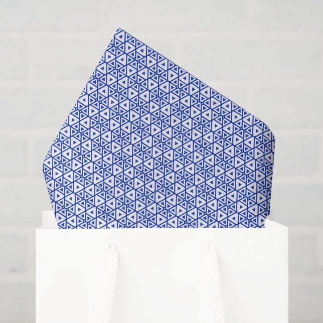 Modern Blue Geometric Triangle Pattern Minimalist Tissue Paper (Gift Bag)