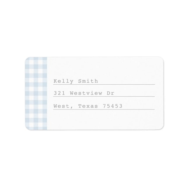 Modern Blue Gingham Typewriter Address Labels (Front)