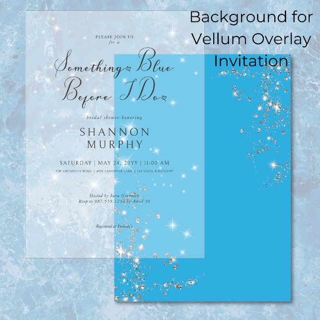 Modern Blue Glam Diamonds Background Bridal Shower Invitation (Creator Uploaded)