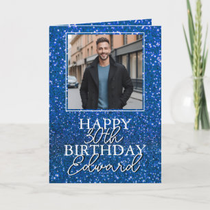 Modern Blue Glitter Boyfriend Birthday Card