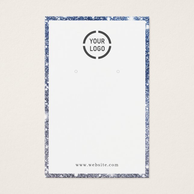 Modern blue glitter custom logo earring display (Front)