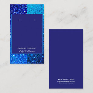 Modern Blue Glitter Earring Display Holder Card