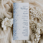 Modern Blue Glitter Edge White Wedding Program<br><div class="desc">The left-hand edge of this elegant modern wedding program features a blue faux glitter design. The customisable text combines blue handwriting,  copperplate and italic fonts on a white background.</div>